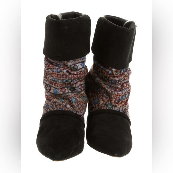 Isabel Marant Kate suede spiked Black Multicolor Patterned Ankle Boots - Picture 1 of 10